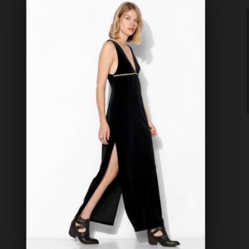 Urban Outfitters Ecote Black Velvet Maxi Dress